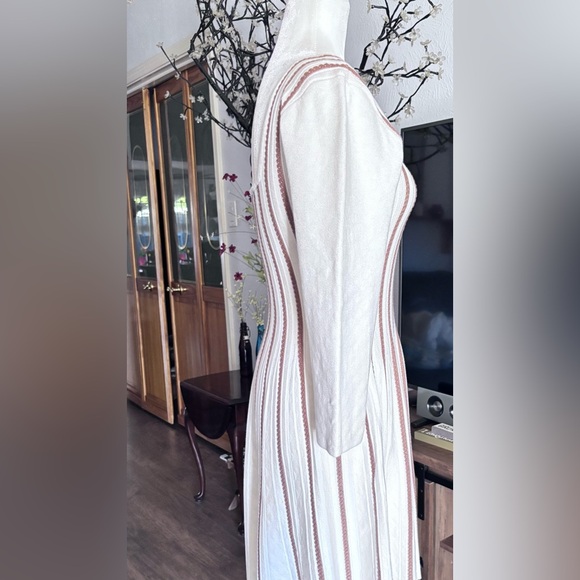 A-Line Sweater Dress cream and tan vertical stripes - Picture 9 of 16
